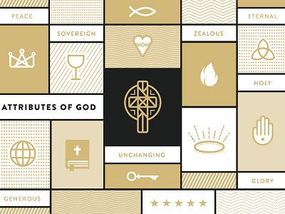 Attributes Of God god gold icons illustration