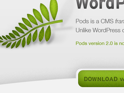 Pods 2.0 button download green pods wordpress