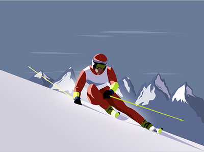 Skier graphic design illustration poster print ski snow vector