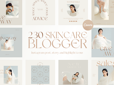 Skincare blogger templates canva behance branding bundle canva canva design canva template design illustration logo ui