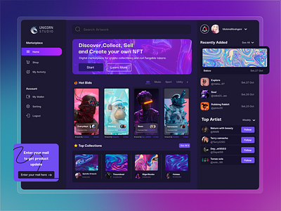 NFT Marketplace crypto crypto currency dashnoard design graphic design illustration marketplace nft ui ux