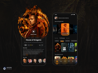 Movie Mobile App app designe game of thrones got hod house of dragons mobile app movie movie mobile app product designe serial series ui ux