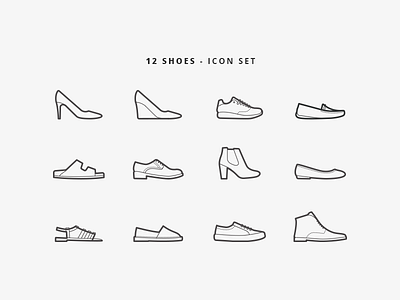 12 shoes - Icon Set design ecommerce icon icons line shoe shoes webdesign