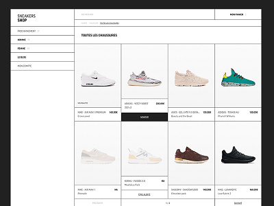 Sneakers shop - Products page