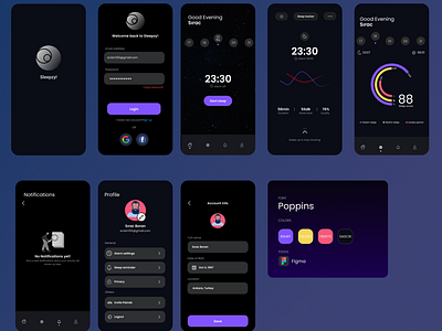 Sleepzy App Design app design typography ui ux