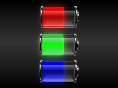 RGB Batteries battery blue glow green icon red