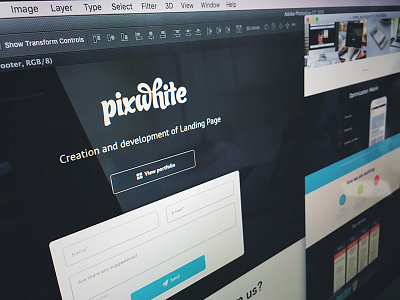 PixWhite landing page blue design flat icon landing minimal pixwhite ui ux web webdesign website