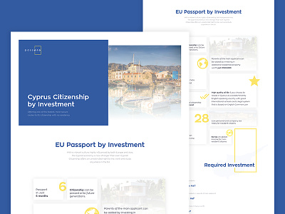 PassPro blue campaign citizenship investment page passport passpro ui ux website yellow