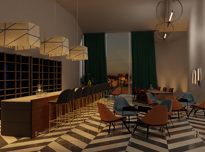 Bar Scene 3d 3d animation 3d model animation bar blender design furniture interior design