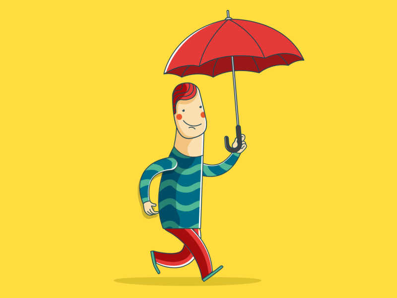 Man with umbrella {gif} by motvion on Dribbble