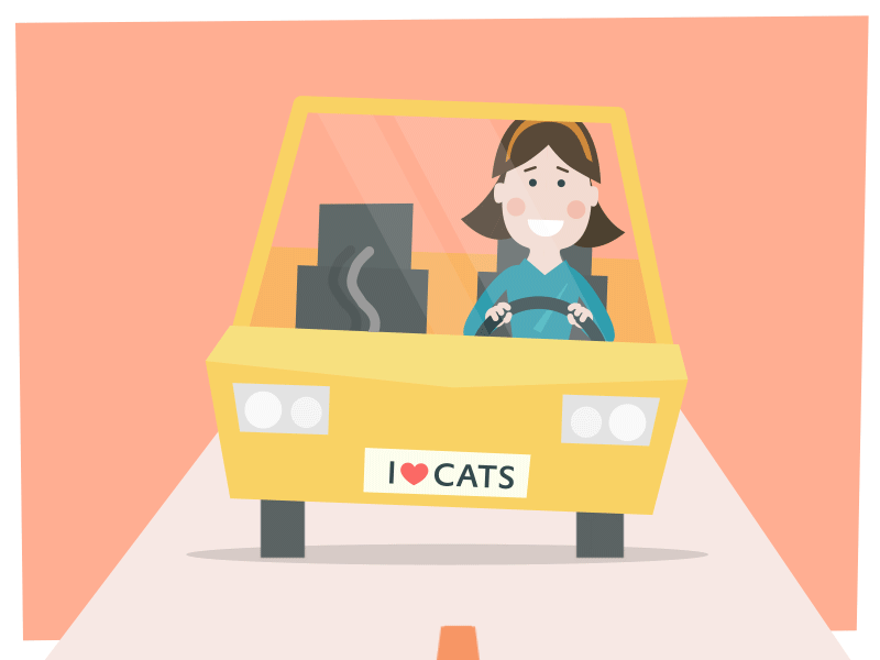 She Loves Cats {gif} ae after effects animation car cat character gif illustration loop woman