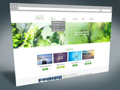 CleanR Web Page Design clean design green grey management minimal modern page waste web webdesign webpage