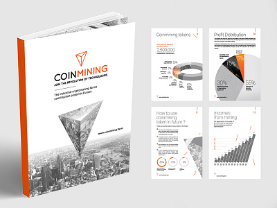 Coinmining Proposal booklet design brochure design clean minimal design coinmining logo geometric graphic logo design proposal design white simple design