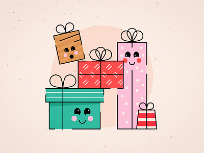 Jolly Gifts christmas colorful cute cute gift faces festive festivegift flat design flat illustration gift gifts holiday hollyjolly illustration texture
