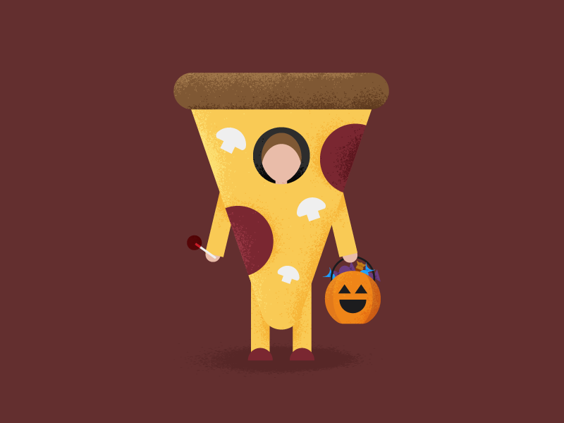 Pizza Treat Costume flat illustration illustration flat design lollipop candy jack-o-lantern pumpkin food trick or treat halloween costume pizza