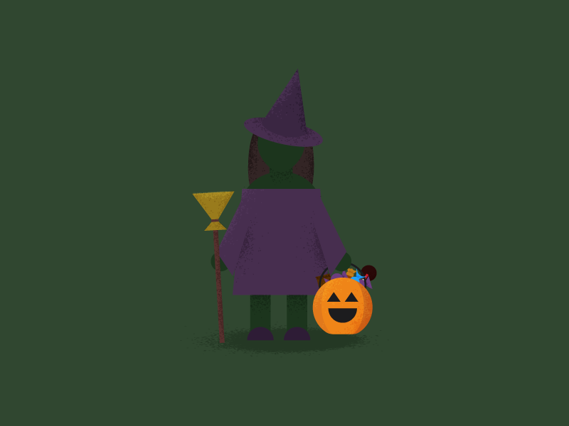 Witch Costume candy trick or treat pumpkin halloween flat illustration flat design illustration costume witch
