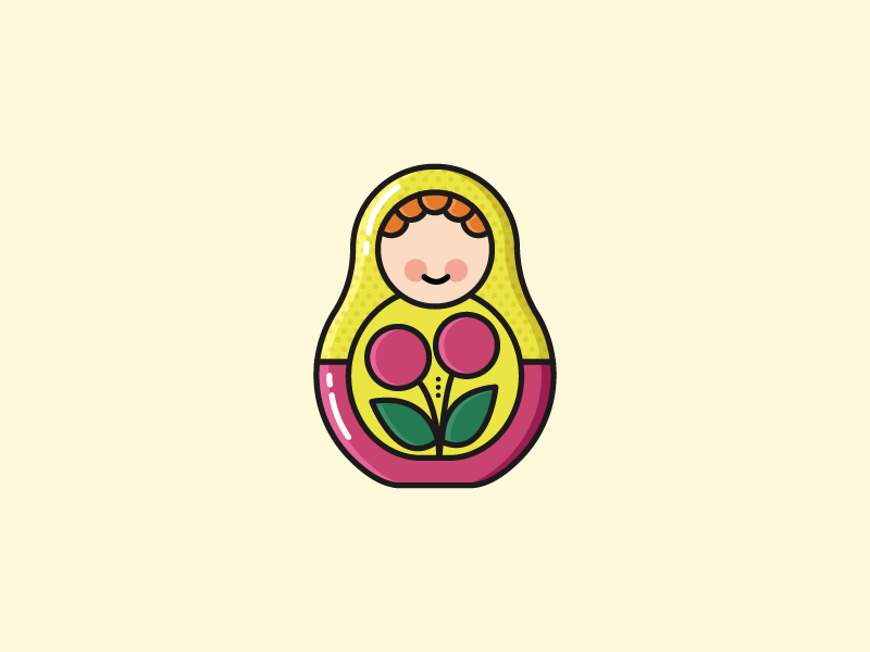Russian Doll icon flat illustration russian doll doll