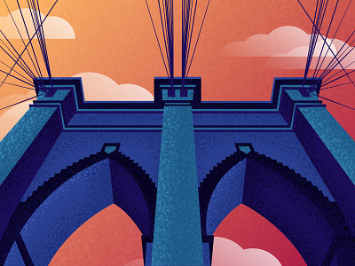 Looking Up in NYC - 2 architecture brooklyn bridge flat design illustration nyc texture vector