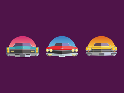 Cadillac faces) 70s art cadillac cars classic design dribbble flat icons vector