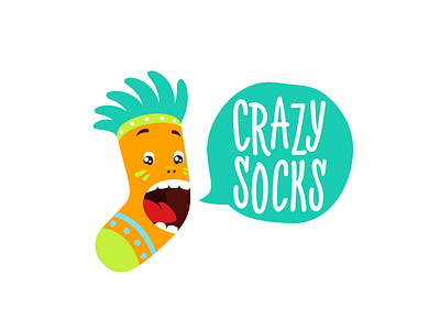 Crazy Socks! art cartoon character crazy design flat funny illustration logo socks vector