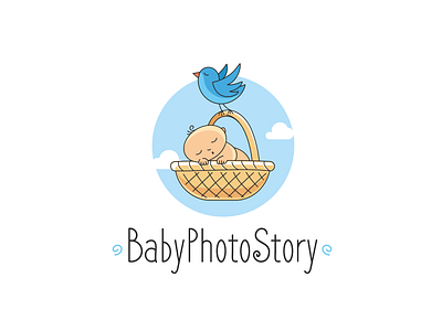 BabyPhotoStory art baby bird character design flat funny illustration logo newborn photo photographer