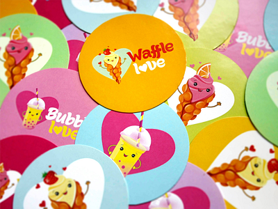 Waffle stickers art bubble character design illustration logo love sticker tea waffle