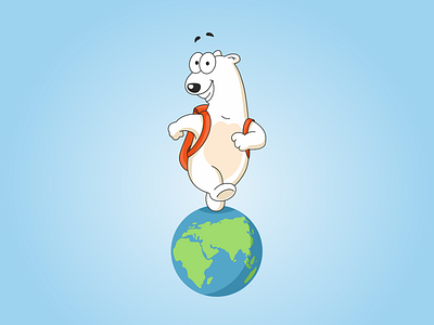 Polar traveller:) bear cartoon chracter design funny illustration planet polar travel world