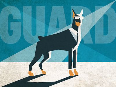 Guard art character design doberman dog draw flat illustration vector