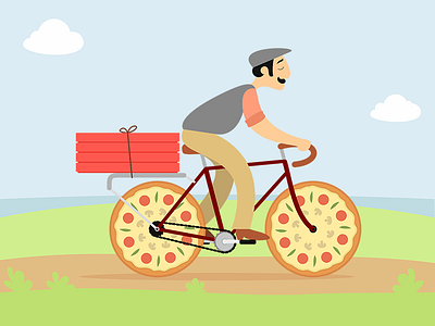 Pizza man art character delivery design flat food illustration italian pizza