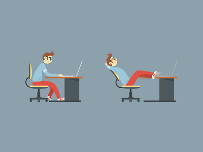 Office worker art boy character design draw illustration laptop man office relax vector work