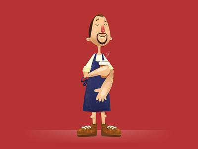 Coffeeman barista character coffee design flat funny illustration man romantic