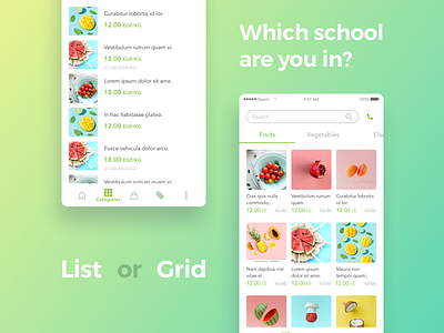 Listorgrid android app commerce design food icon interface ios list ui user