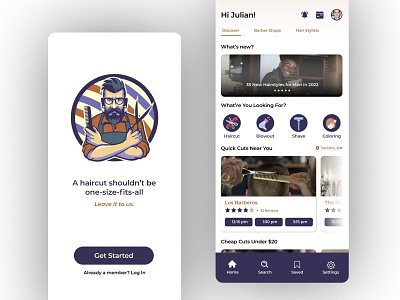 Barber and Hairstylist Mobile Booking App app barber booking hairstyle ui ux
