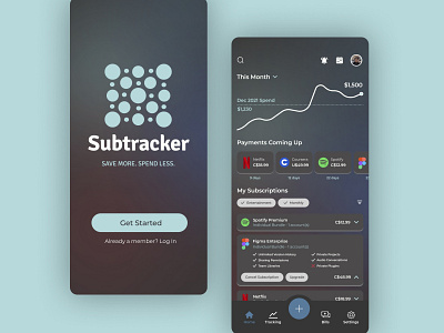 Personal Finance Subscription Tracker Mobile App UI