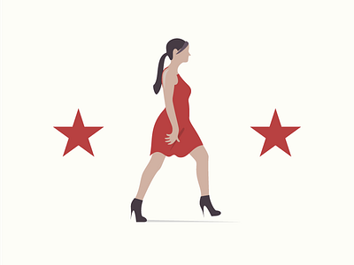 Lady In Red girl illustration red star vector