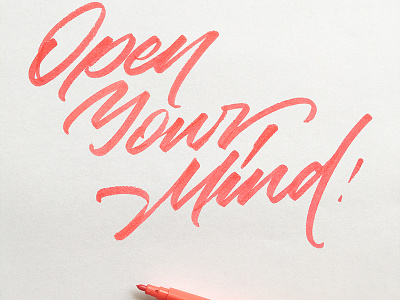 Open Your Mind! brushpen brushscript calligraphy lettering logo logotype signature typography