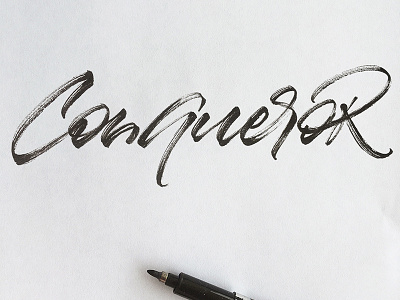 Conqueror brushpen brushscript calligraphy lettering logo logotype signature typography