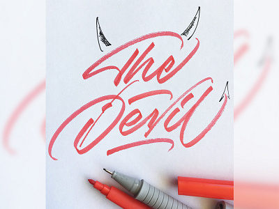 The Devil brush brushlettering brushpen brushscript calligraphy calligraphy artist calligraphy design customtype lettering logo logotype signature typography