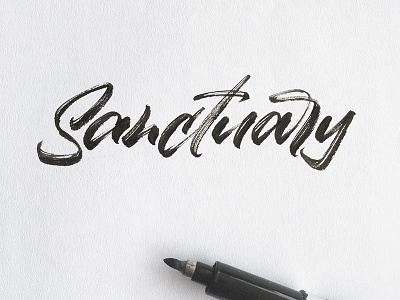 Sanctuary art artist brush brushcalligraphy brushlettering brushpen brushscript calligraphy customtype design graphic design lettering logo logo design logotype signature type typography