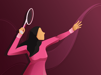 Character: Woman's Tennis Athlete athlete ball character design grain graphic design illustration moeslem pink player sport tennis woman women