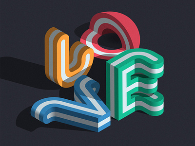 LOVE adobe font illustration illustrator isometric lettering type typography vector