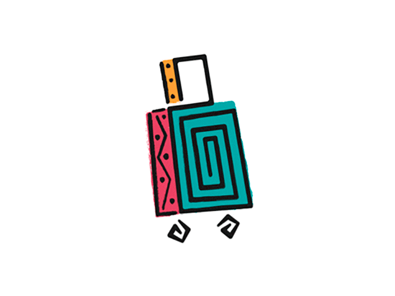 La Maleta. african animated bag bag design baggage blue discover gif icon illustration luggage maleta pacific show spiral travel viaje