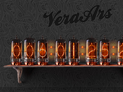 Veraars electronics glass highlight lamps nixie numbers retro shelf vintage wood