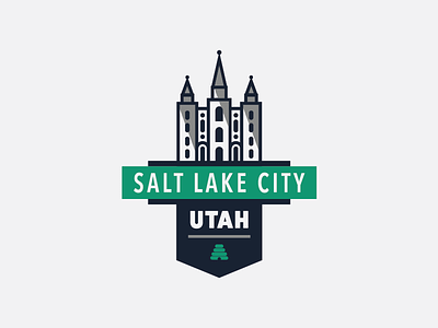 SLC, Utah Badge badge building flat icon illustration illustrator line icon logo salt lake city typography utah vector