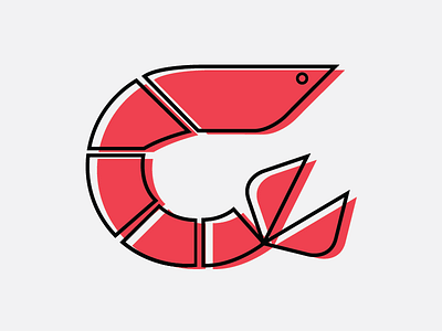 Shrimp! - Offset Line Icon animal design flat graphic icon illustration line icon logo offset red shrimp vector