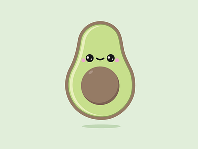 Happy Avocado avocado cute flat food fruit green happy illustration kawaii line line icon vegetables
