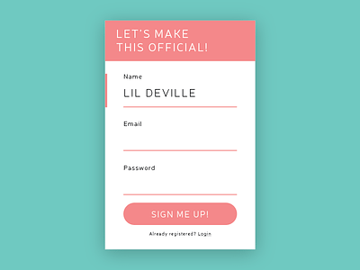 Daily UI :: 001 Sign Up app daily ui dailyui design form log in login sign in sign up ui ux