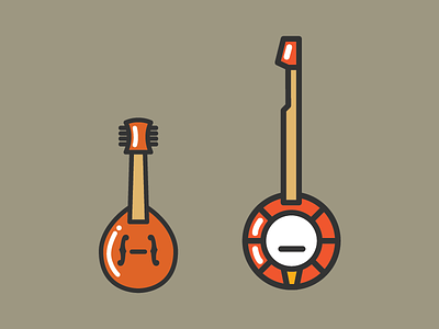 Mountain Music american banjo bluegrass design icon instrument line line icon mandolin music