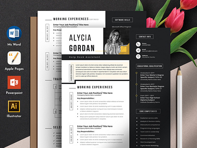 Clean & Professional Resume Cv Template With MS Word Apple Pages
