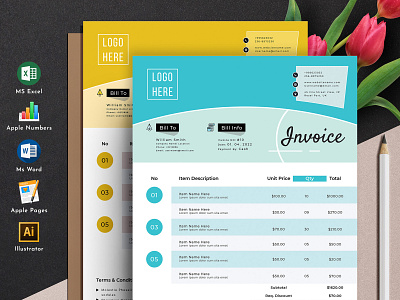 Invoice Template Excel Numbers Word Pages apple pages auto calculation cash memo docx ecommerce excel factuur invoice template microsoft ms word numbers proforma quote rechnung